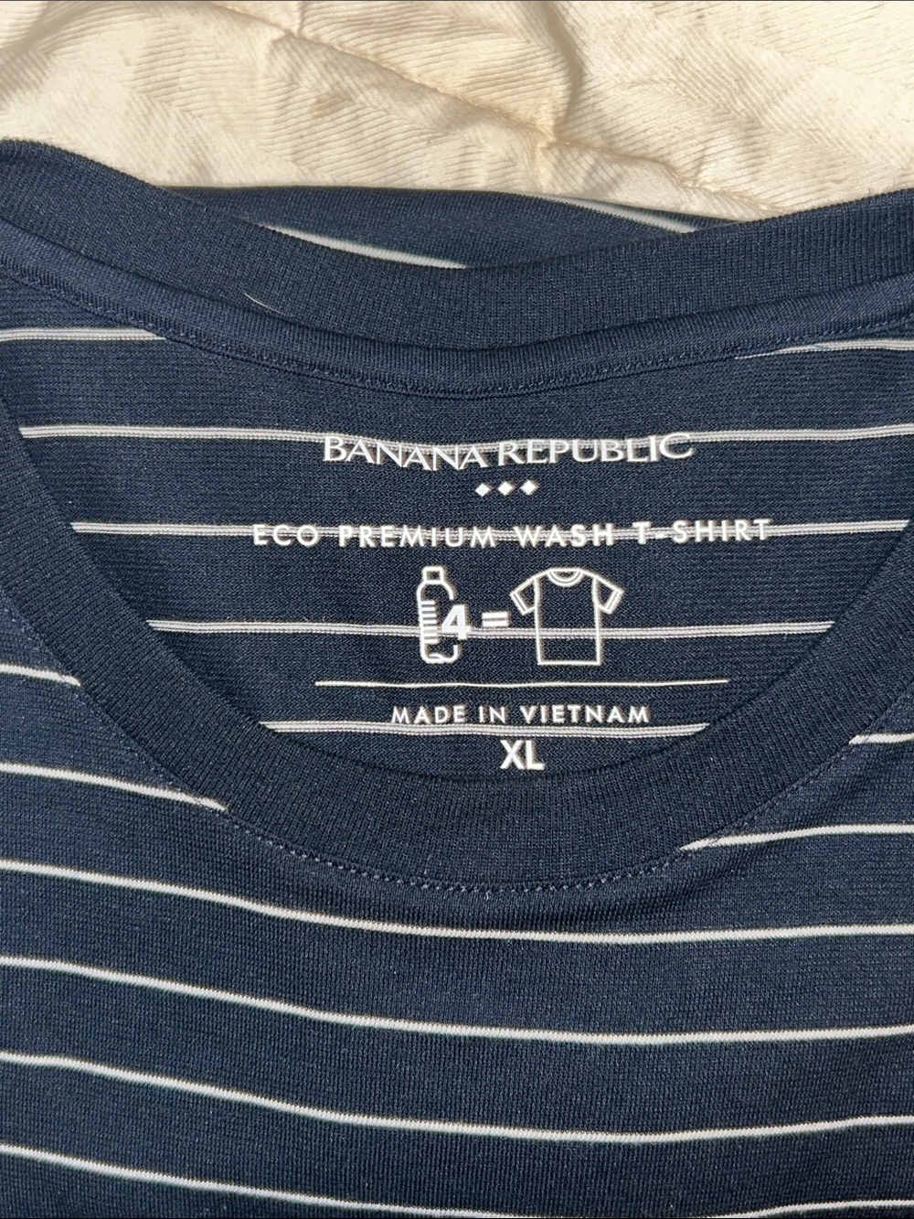 Banana Republic Navy and White Short Sleeve Striped T-shirt. Never worn